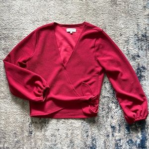 Madewell Texture & Thread - textured front-tie blouse with puffy sleeves